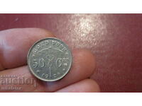 1928 50 centimes Belgium - inscription in Dutch