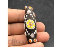 PAINTED GLASS OLD BEAD TALISMAN AGAINST LESSONS AMULET