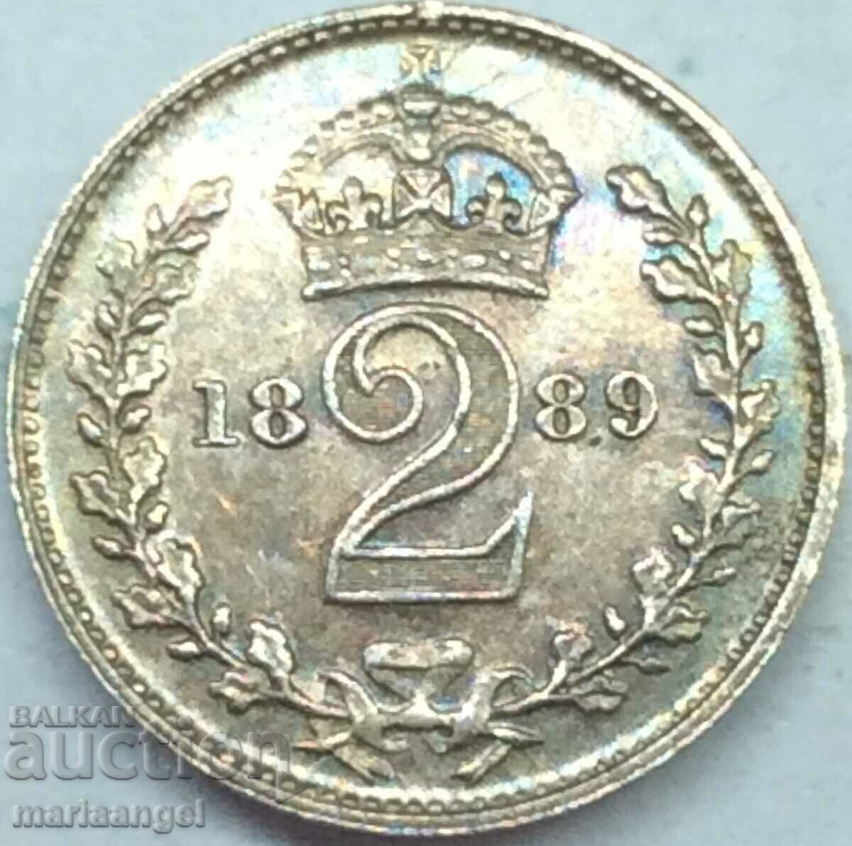 Great Britain 2 Pence 1889 Maundy Victoria Silver - RR