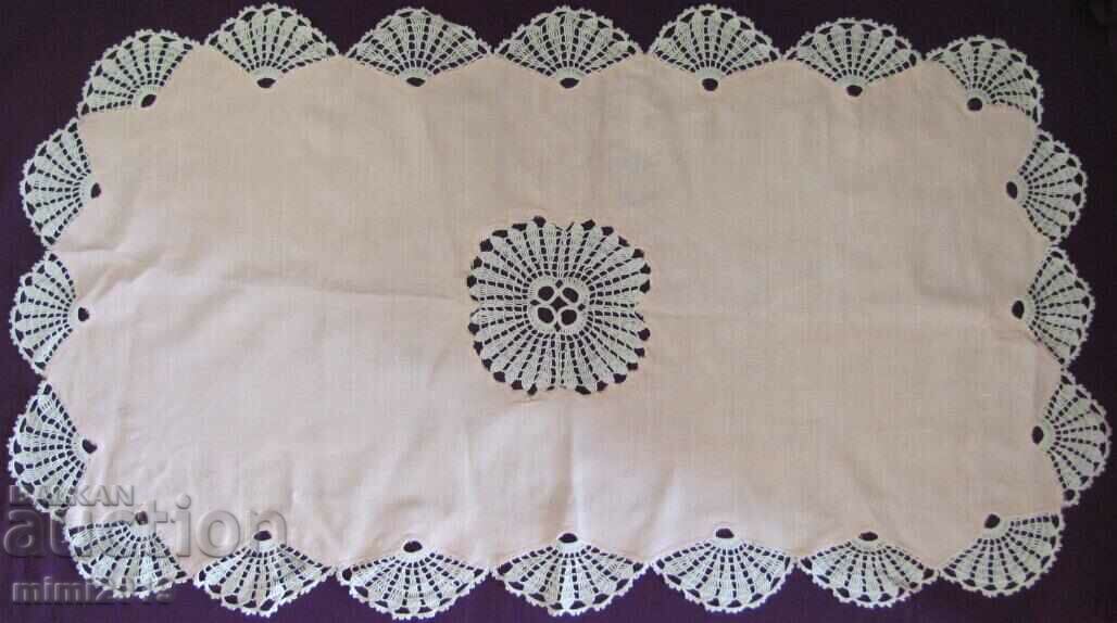 Pătură tricotată manual în stil Art Nouveau din anii 1900, cec
