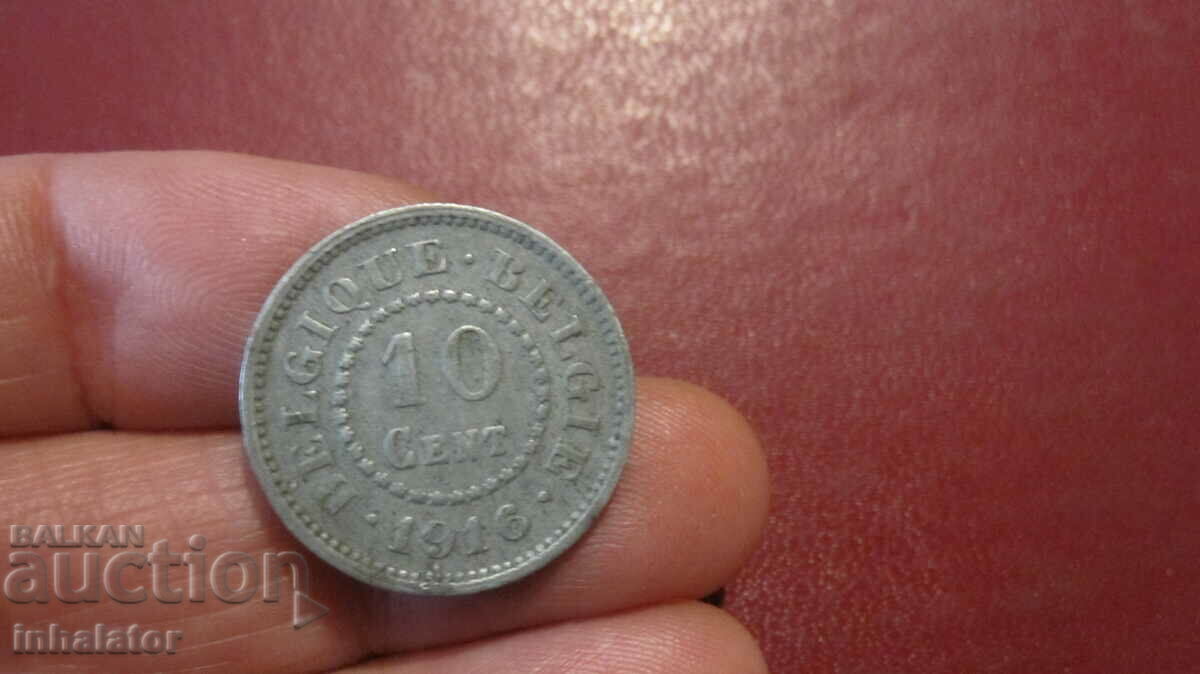 1916 10 centi Belgia - Zinc