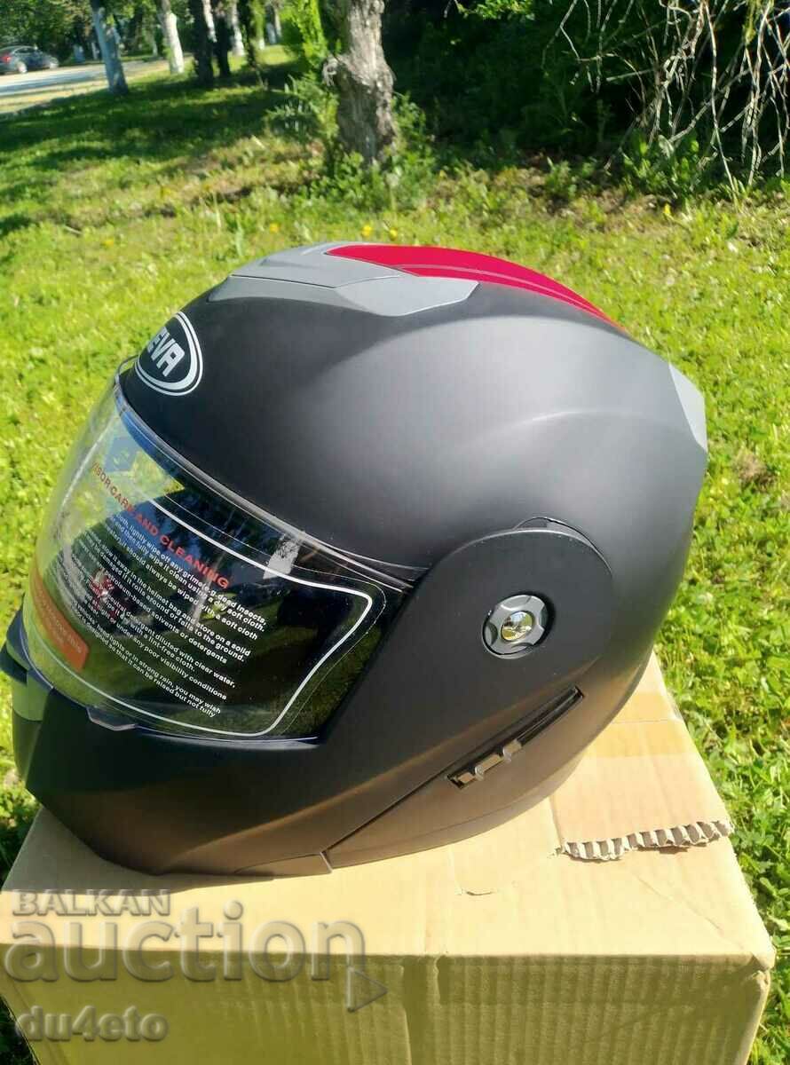 Каска за мотор шлем модуларна с визьор мотоциклетна NEVA, S,