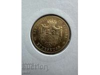 Gold Coin Spain 20 Pesetas 1890. Alfonso XIII