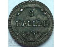 Elveția 3 Halers 1827 - 1841 Cantonul Zurich Billon