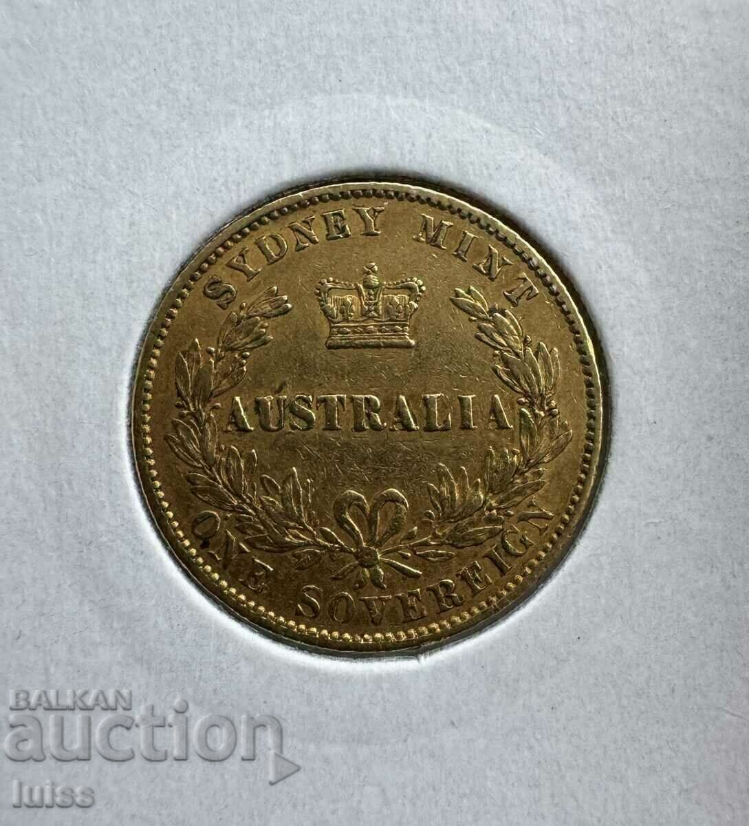 Златна монета Австралия 1 Суверен 1870г. Виктория