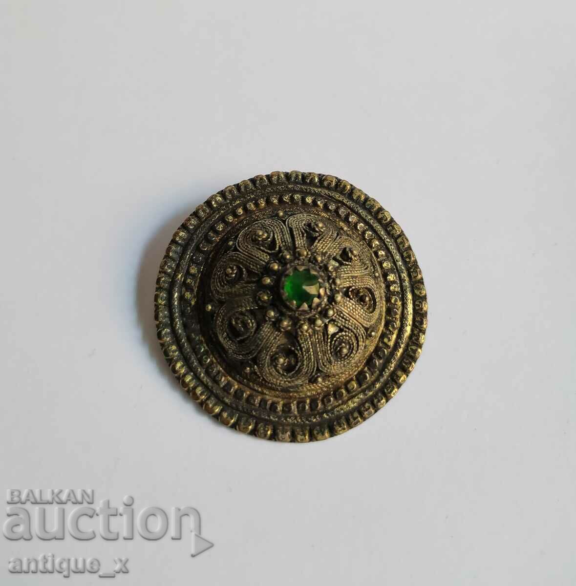 Old Bulgarian Revival jewelry-sachan-with green glass
