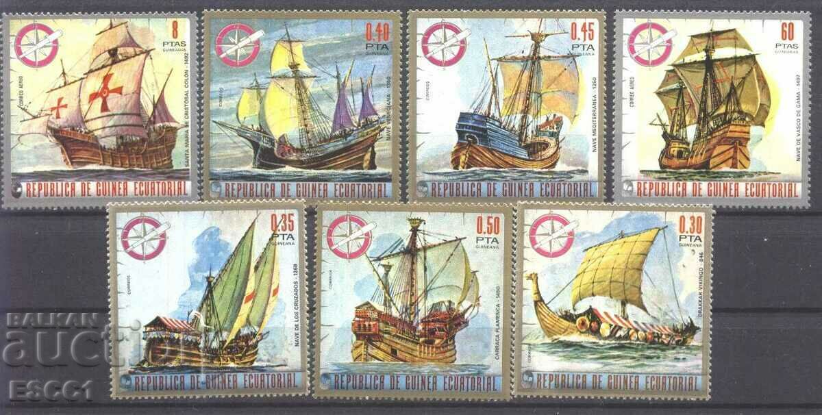 Чисти марки  Кораби Платноходи  1975 от Екваторичлна Гвинея