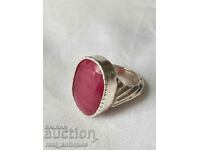 Silver ring with a natural ruby