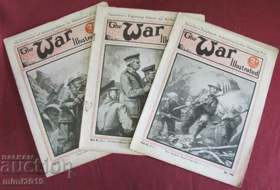 1917 First World War 3 pcs. Magazines-Che War Illustrated