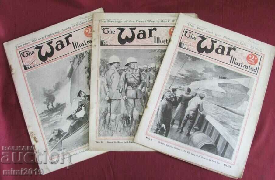 1916 Πρώτος Παγκόσμιος Πόλεμος 3 τεμ. Magazines-Che War Illustrated