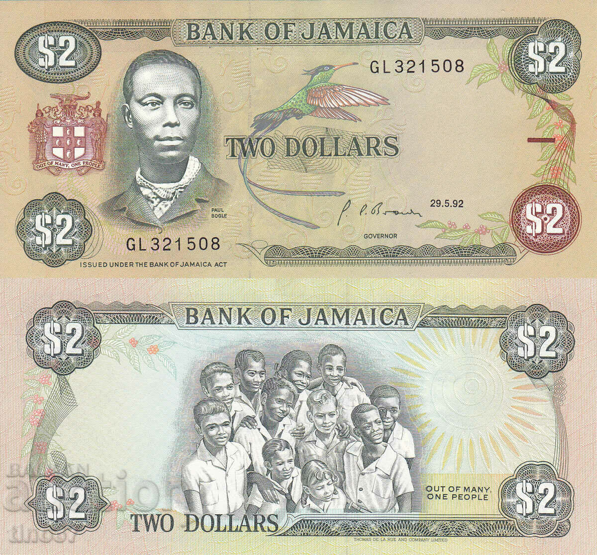 tino37- JAMAICA - 2 DOLLARS - 1992 - AU