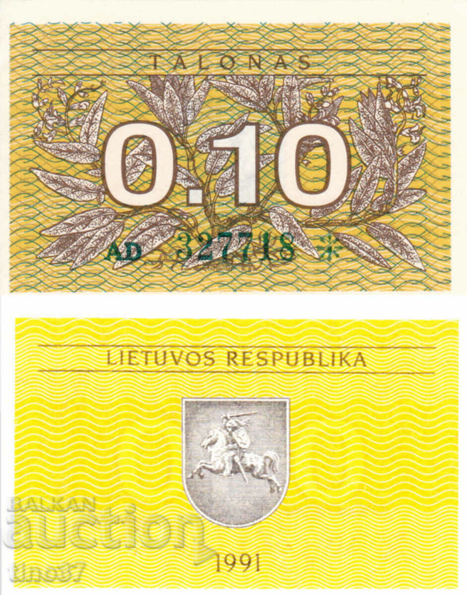 tino37- LITHUANIA - 0.10 TALON - 1991 - UNC