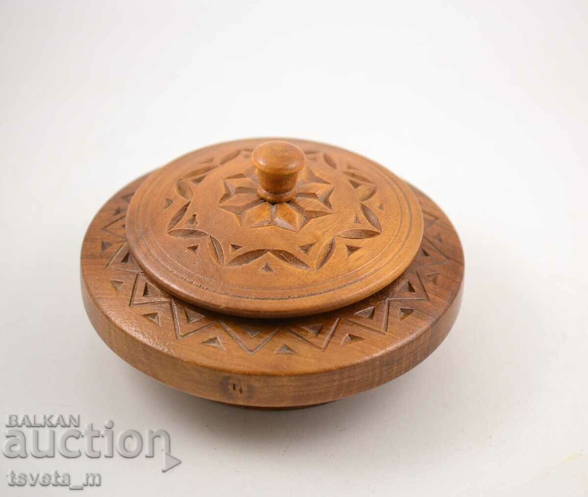 Wooden box carved walnut