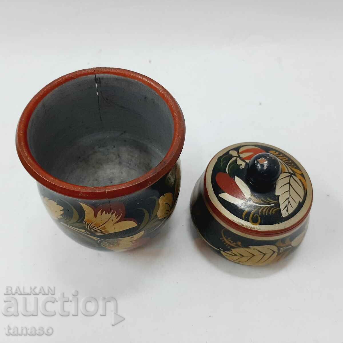 Russian wooden cup and box Khokhloma(5.4) with price 10.00 BGN | € 5.11