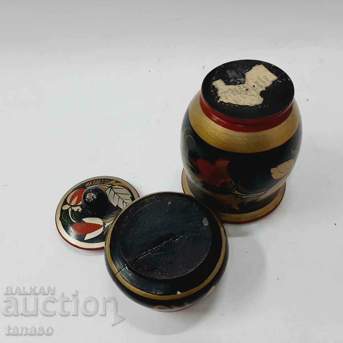 Russian wooden cup and box Khokhloma(5.4) - 5