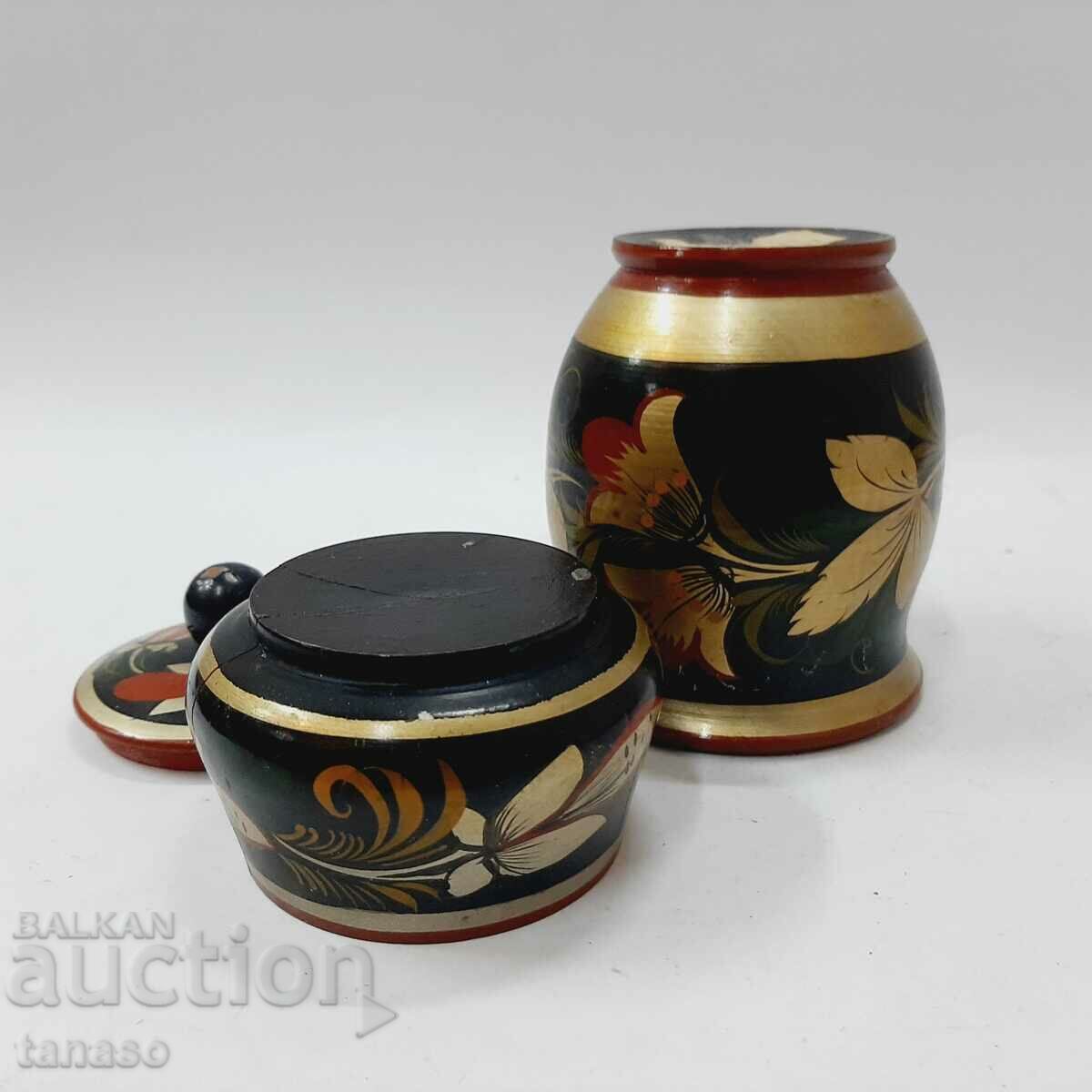 Russian wooden cup and box Khokhloma(5.4) - 6