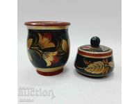 Руски дървени чаша и кутийка Хохлома(5.4)
