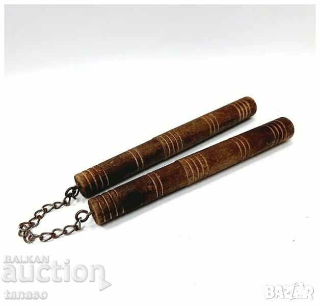 Auction Old Wooden Nunchaku(13.3) Auction Old Wooden Nunchaku(13.3)