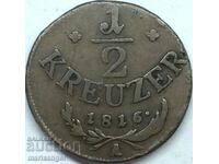 1/2 Kreuzer 1816 Austria A - Vienna 22mm bronze