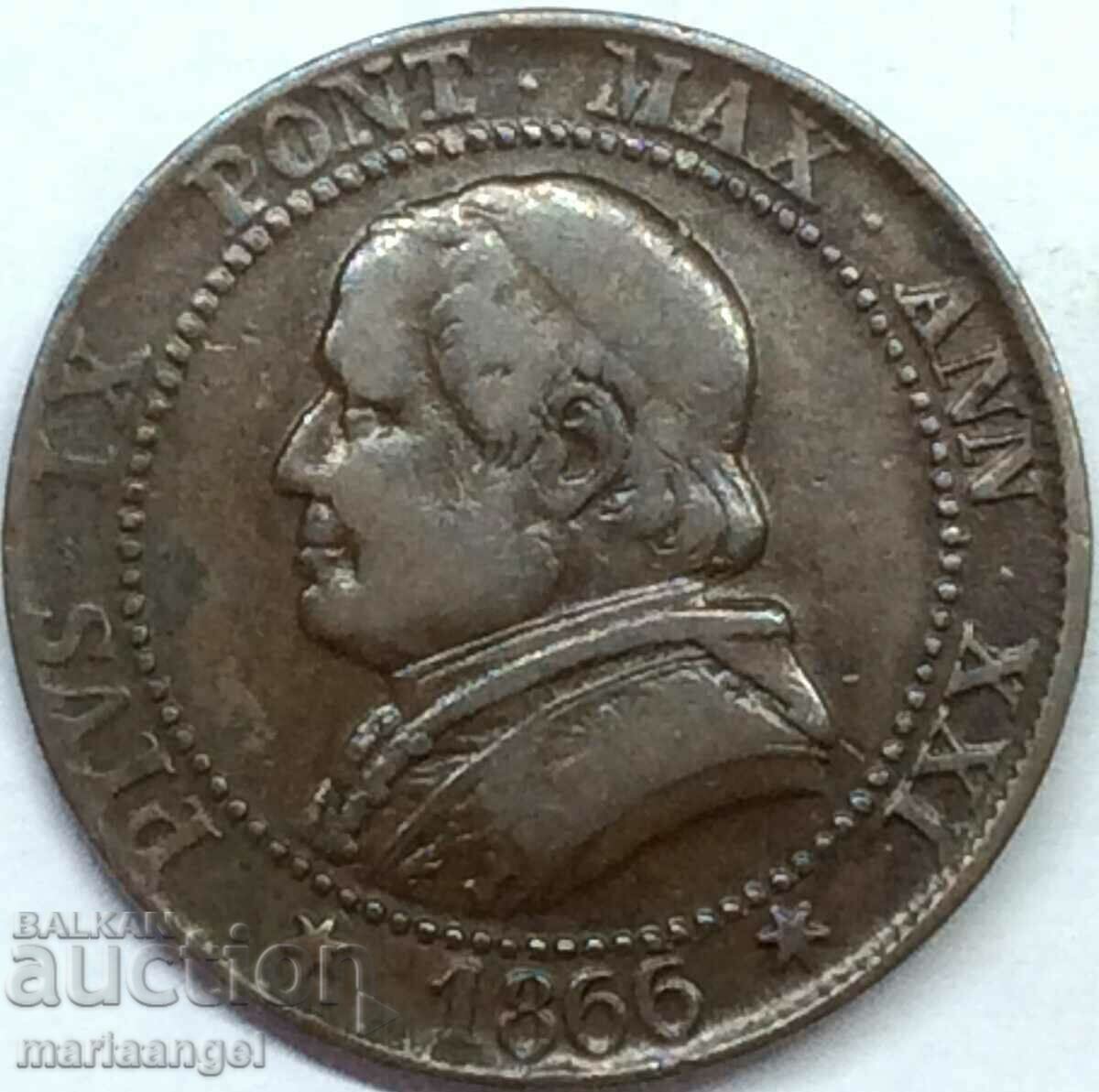 1 soldo 1866 5 centesimi Vatican Pius IX 32mm bronze