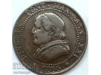 1 soldo 1866 5 centesimi Vatican Pius IX 32mm bronze