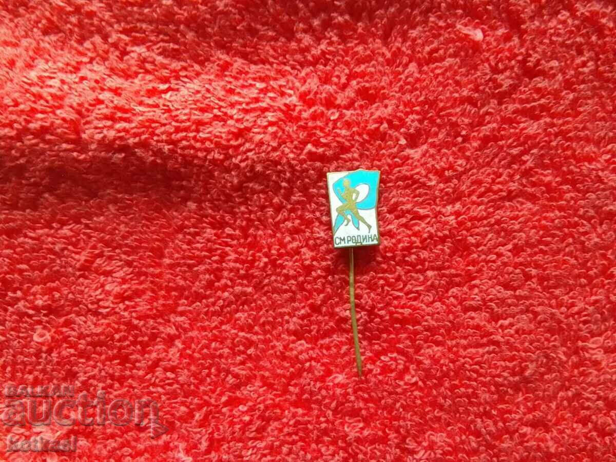 Auction Old social metal badge pin SM RODINA enamel Auction Old social metal badge pin SM RODINA enamel