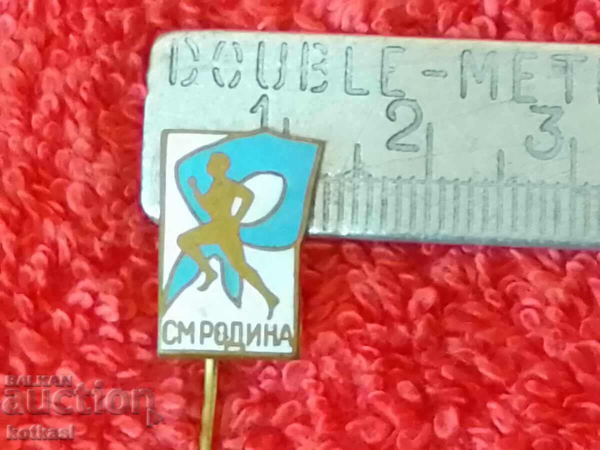 Old social metal badge pin SM RODINA enamel Old social metal badge pin SM RODINA enamel