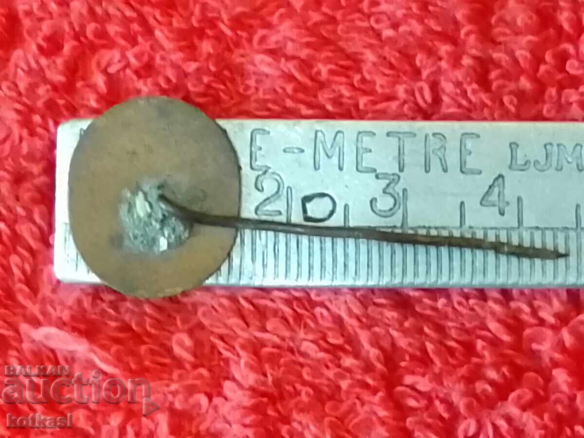 Old social metal badge pin Factory of Antibiotics Razgrad with price 25.50 BGN | € 13.04
