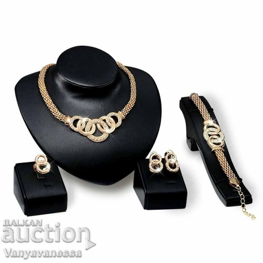 Gold-plated jewelry set of 4 pieces