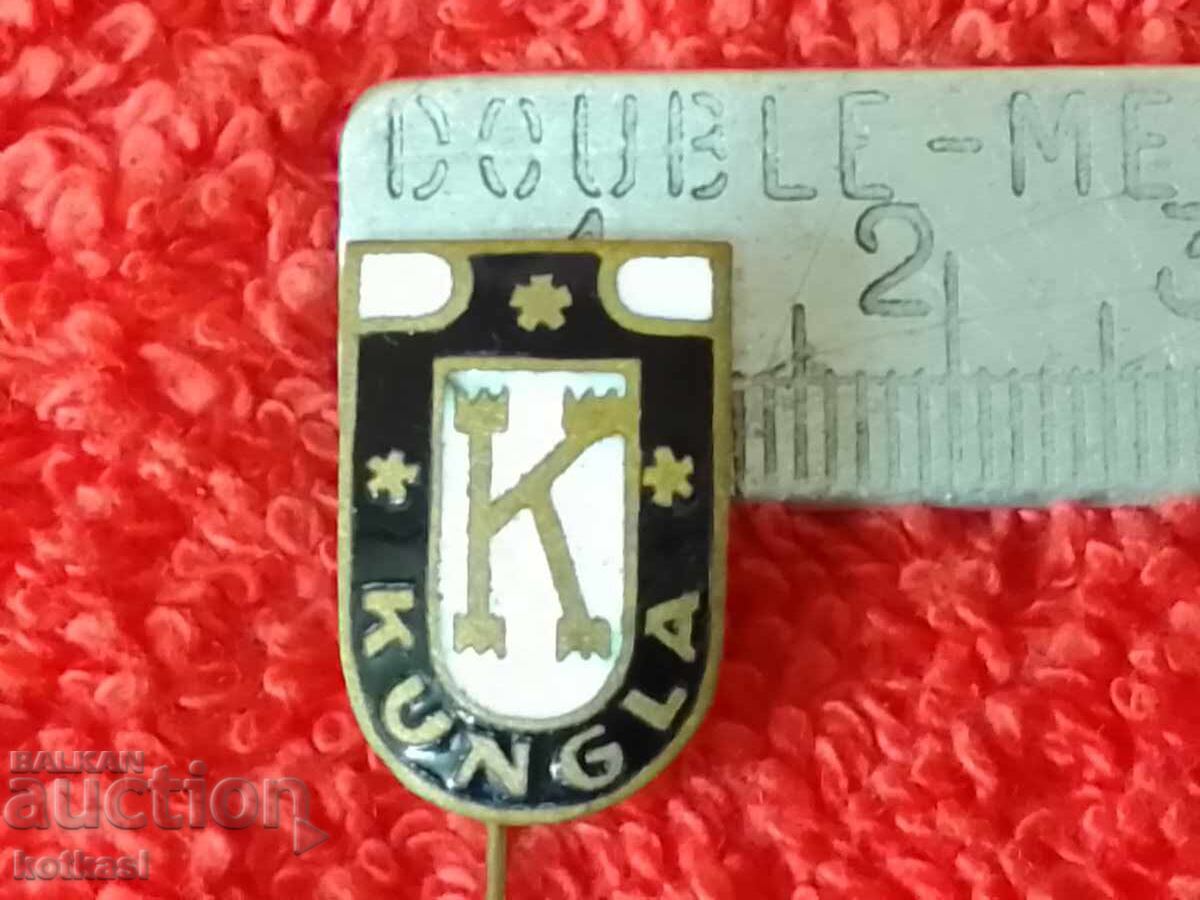 Old social metal badge pin enamel KUNGLA Estonia Old social metal badge pin enamel KUNGLA Estonia