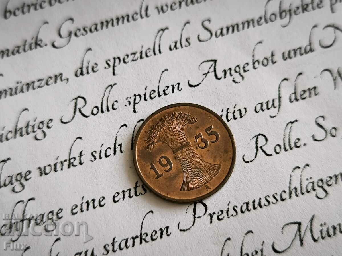 Reich Coin - Germany - 1 Pfennig | 1935; Series A with price 3.75 BGN | € 1.92
