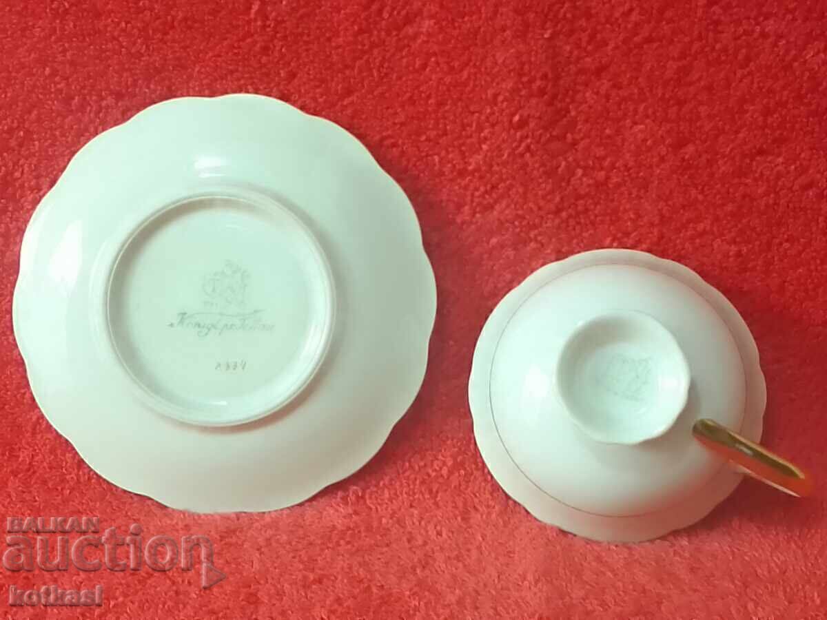 Set Moka porțelan vechi farfurie ceașcă aurire colecția Tettau - 6 Set Moka porțelan vechi farfurie ceașcă aurire colecția Tettau - 6