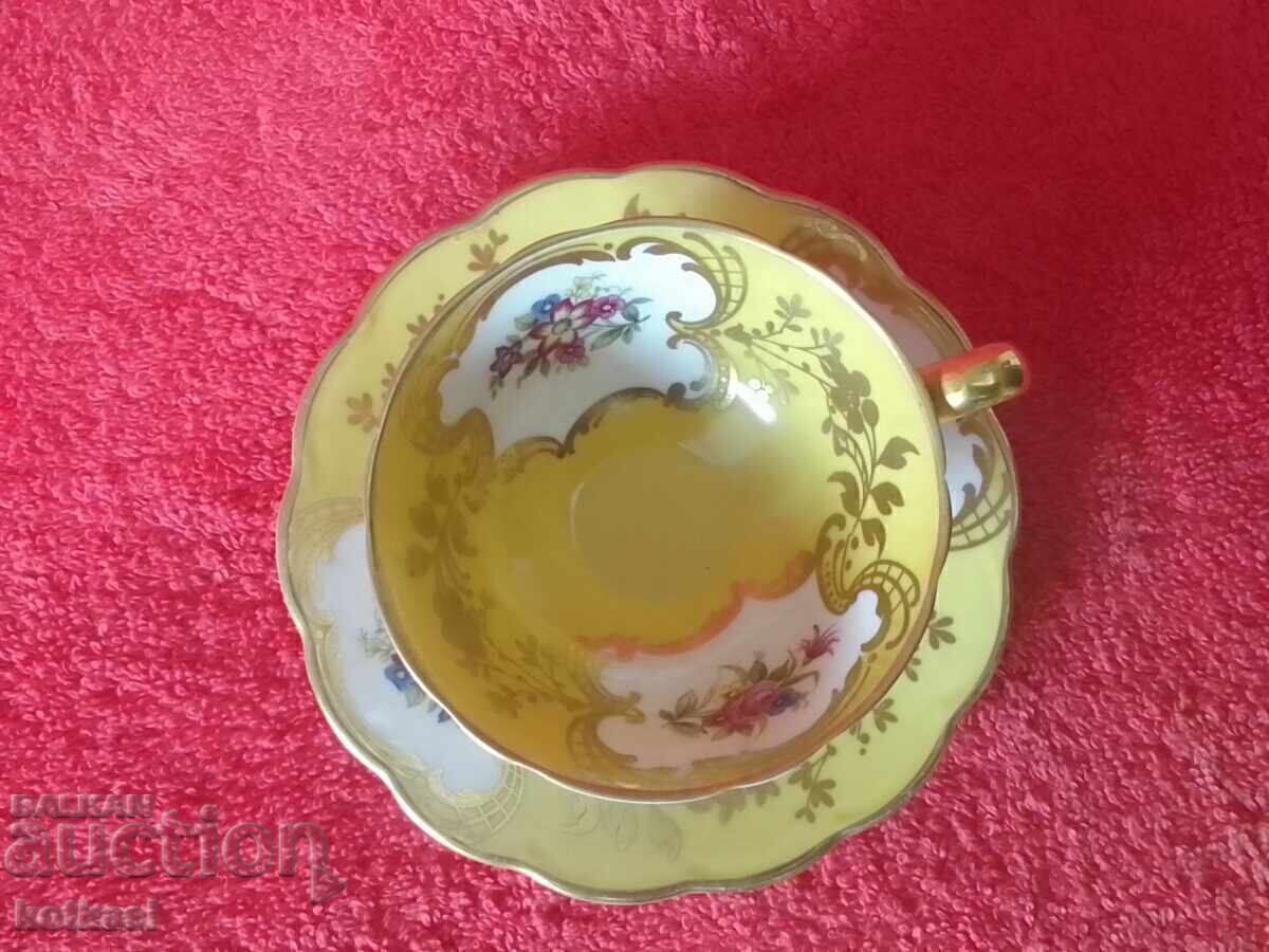 Set Moka porțelan vechi farfurie ceașcă aurire colecția Tettau - 7 Set Moka porțelan vechi farfurie ceașcă aurire colecția Tettau - 7