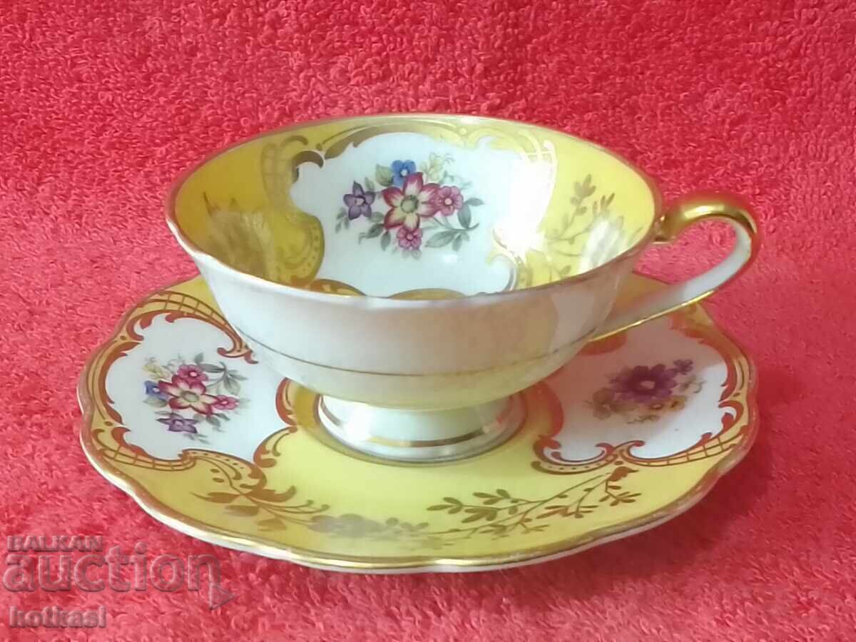 Set Moka porțelan vechi farfurie ceașcă aurire colecția Tettau Set Moka porțelan vechi farfurie ceașcă aurire colecția Tettau