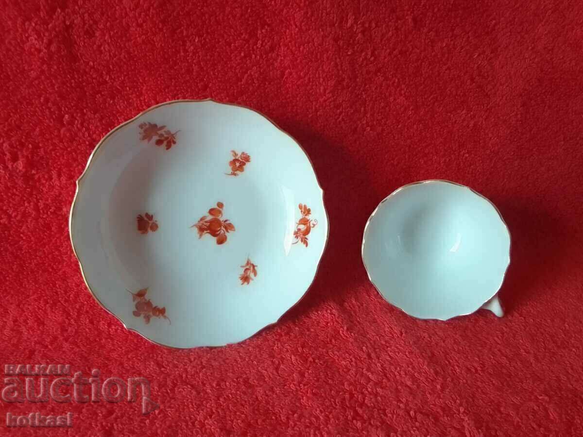 Licitație Set dublu porțelan vechi farfurie de pahare aurite Meissen Meissen Licitație Set dublu porțelan vechi farfurie de pahare aurite Meissen Meissen