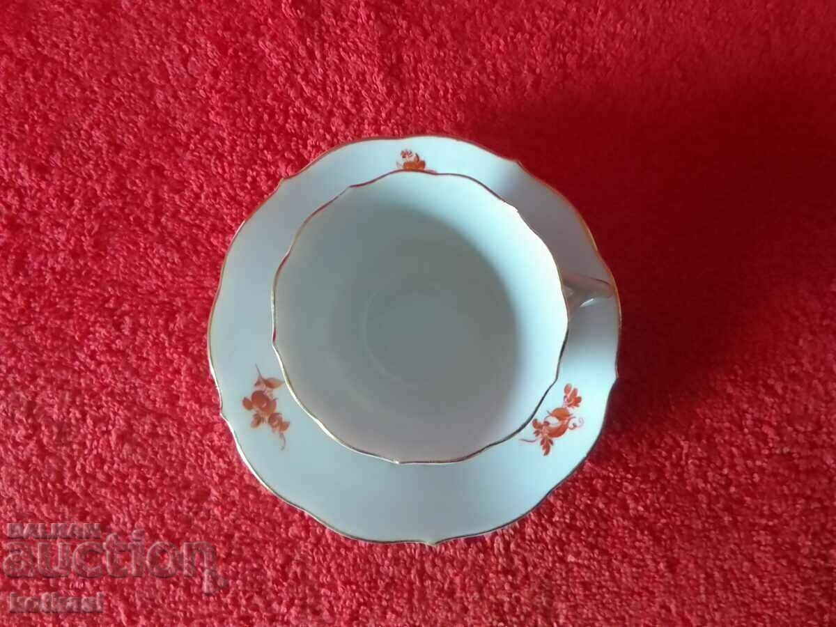 Set dublu porțelan vechi farfurie de pahare aurite Meissen Meissen - 5 Set dublu porțelan vechi farfurie de pahare aurite Meissen Meissen - 5