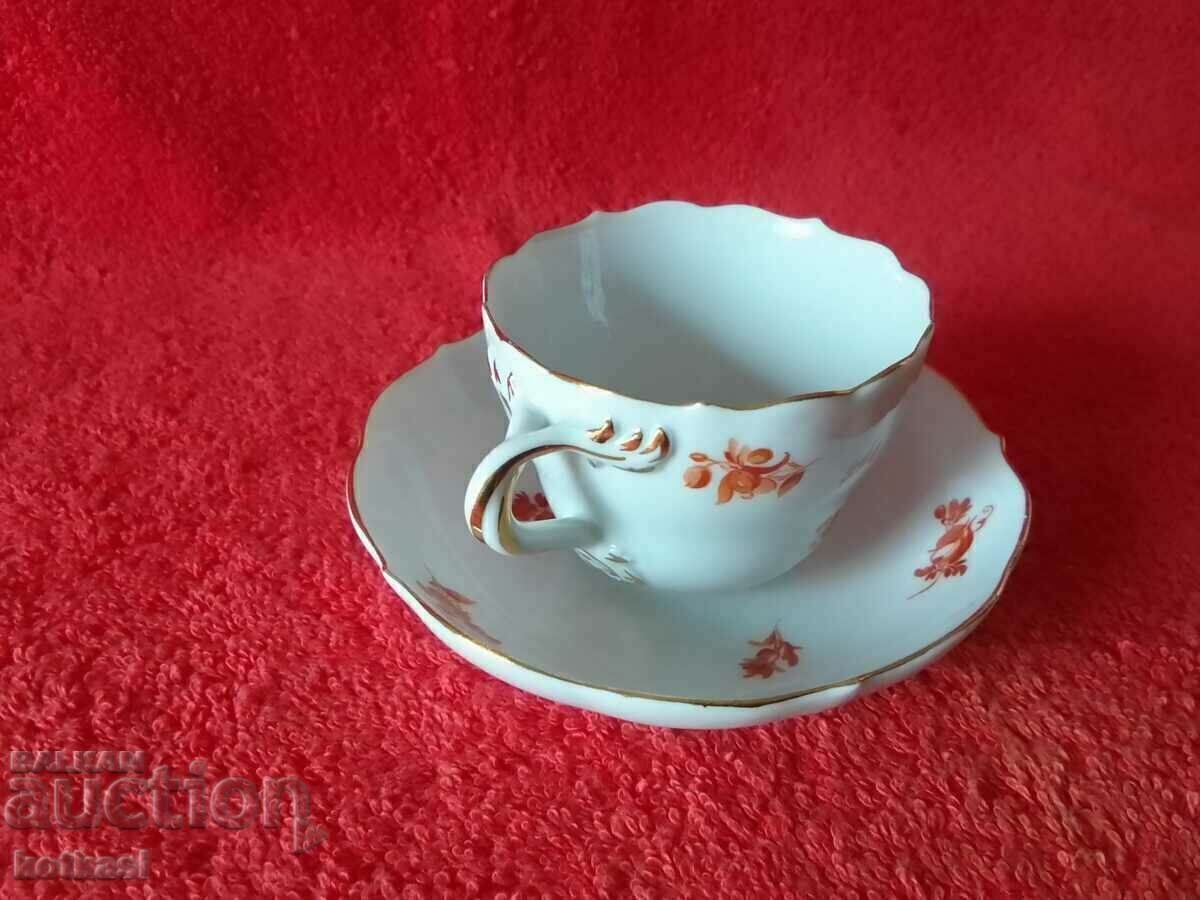 Set dublu porțelan vechi farfurie de pahare aurite Meissen Meissen - 7 Set dublu porțelan vechi farfurie de pahare aurite Meissen Meissen - 7