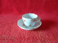 Double old porcelain set cup plate gilt Meissen Meissen