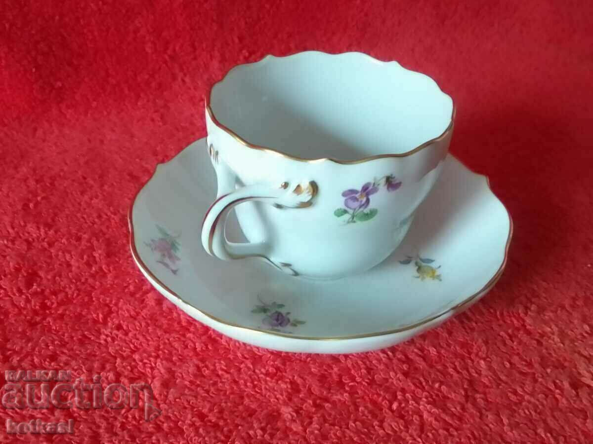 Double old porcelain set cup plate gilt Meissen Meissen - 7 Double old porcelain set cup plate gilt Meissen Meissen - 7