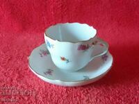 Double old porcelain set cup plate gilt Meissen Meissen