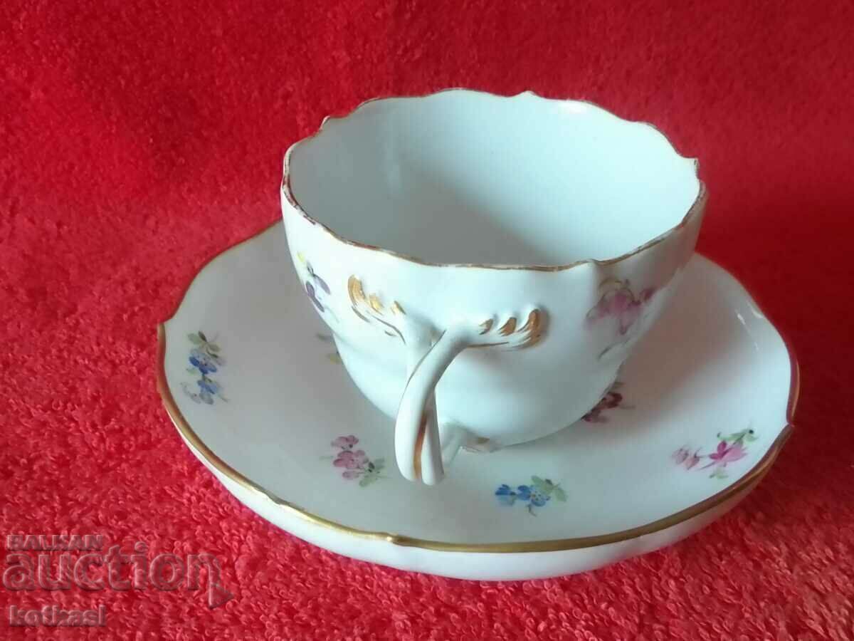 Set dublu porțelan vechi farfurie de pahare aurite Meissen Meissen cu preț 205.50 BGN | € 105.07