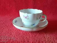 Διπλό παλιό σετ πορσελάνης κύπελλο επιχρυσωμένο πιάτο Meissen Meissen