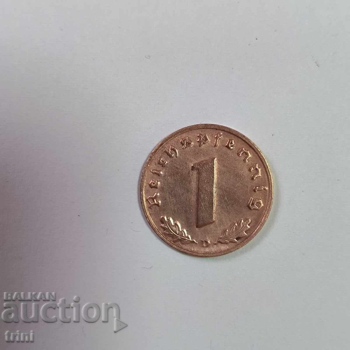 Germany Reich 1 pfennig 1938 year 'D' - Munich with price 5.00 BGN | € 2.56 Germany Reich 1 pfennig 1938 year 'D' - Munich with price 5.00 BGN | € 2.56