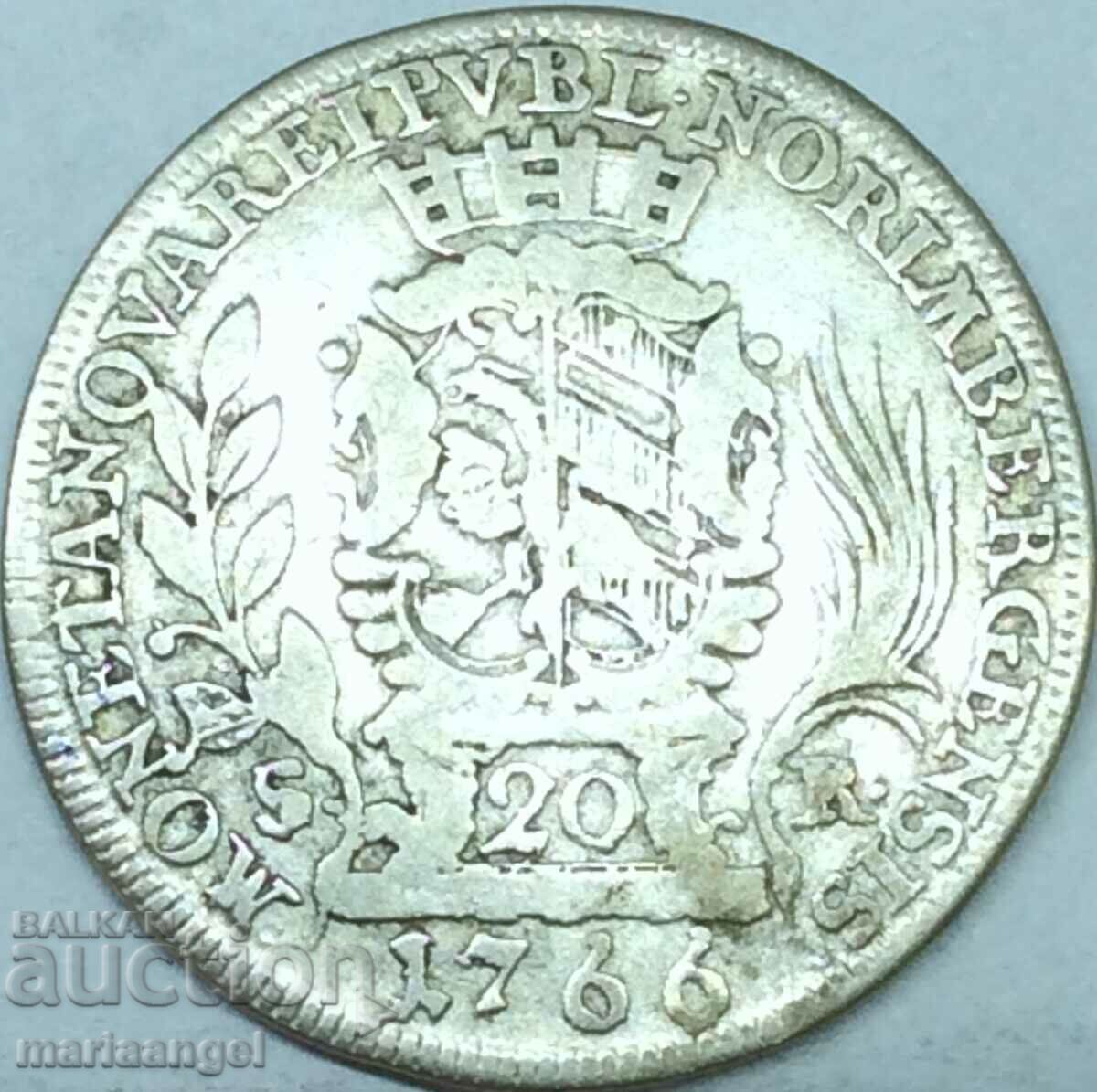 20 Kreuzer 1766 Nuremberg - Free City Germany silver rare