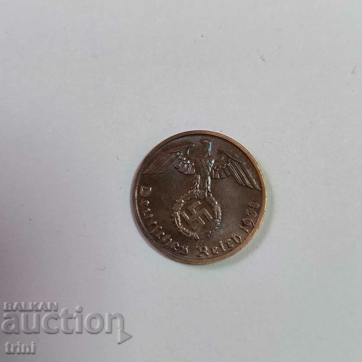 Γερμανία Ράιχ 1 pfennig 1938 έτος "D" - Μόναχο