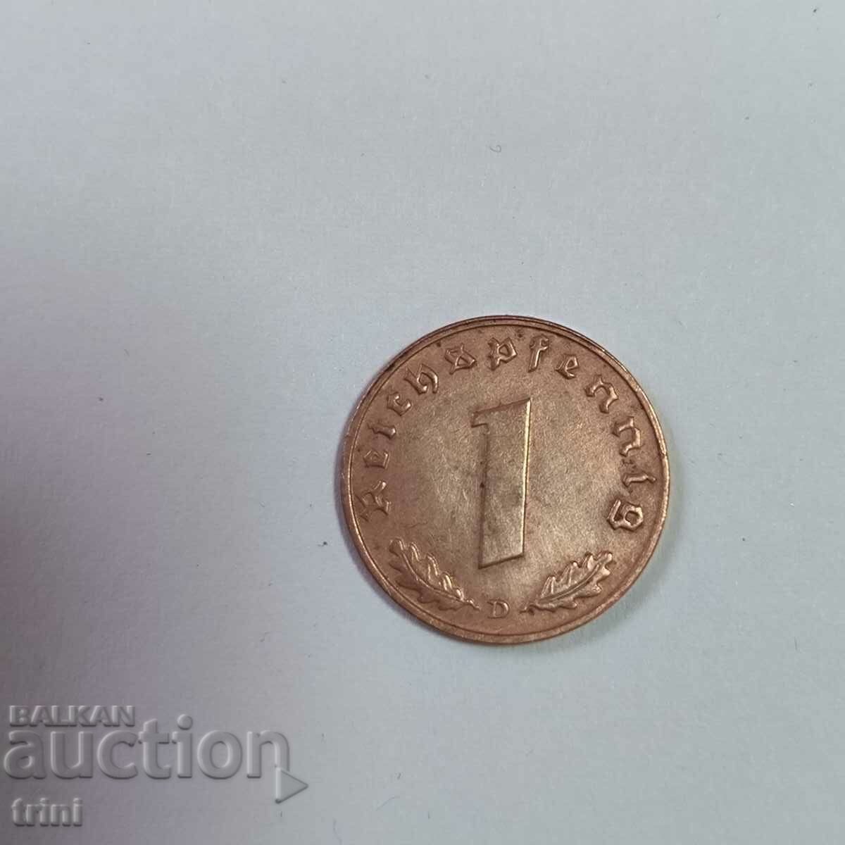 Germany Reich 1 pfennig 1939 year 'D' - Munich with price 5.00 BGN | € 2.56