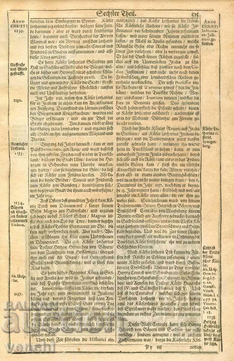 Auction  1630 - ENGRAVING - HISTORICAL CHRONICLE - ORIGINAL