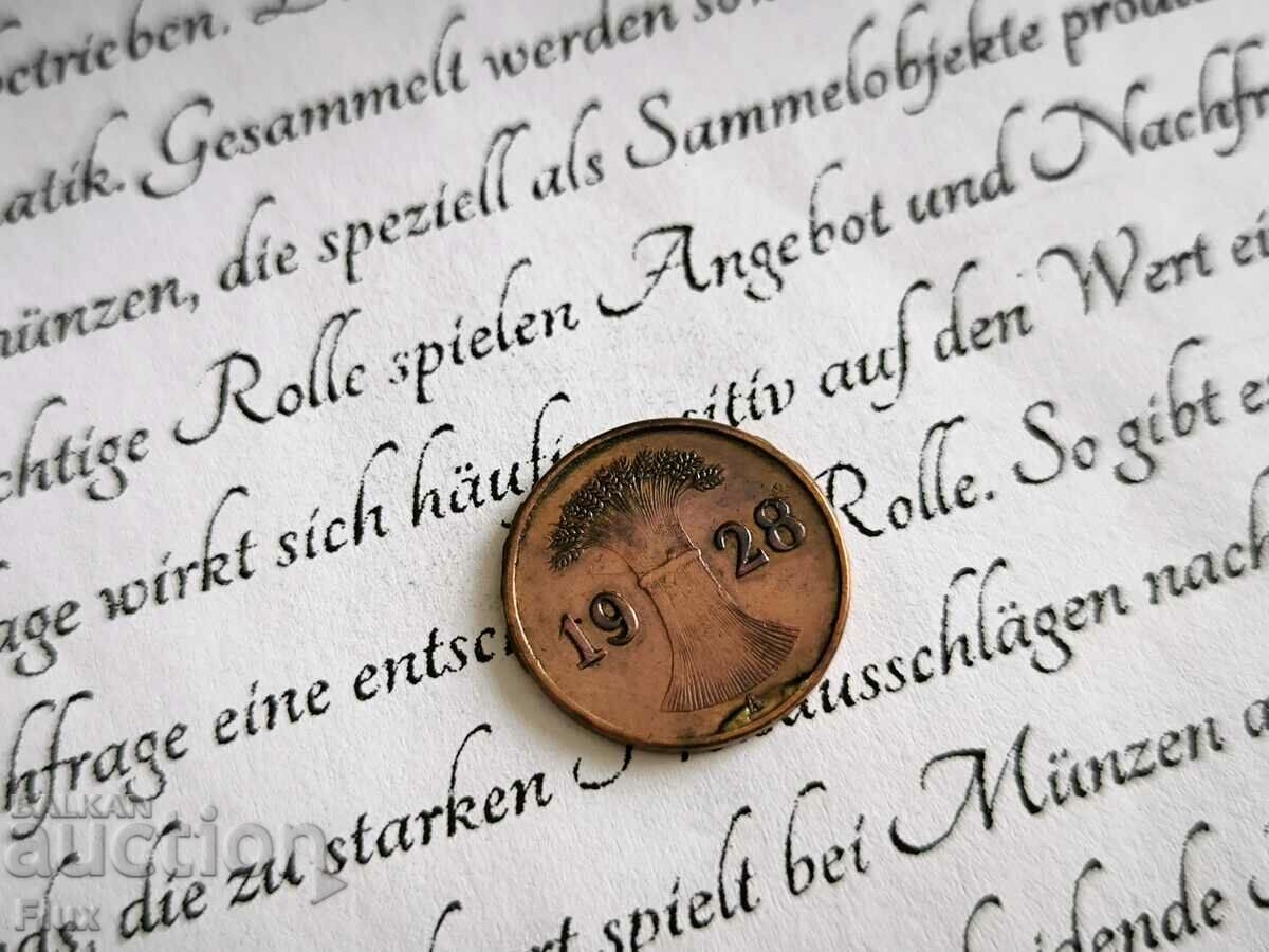 Reich Coin - Germany - 1 Pfennig | 1928; Series A with price 3.00 BGN | € 1.53 Reich Coin - Germany - 1 Pfennig | 1928; Series A with price 3.00 BGN | € 1.53