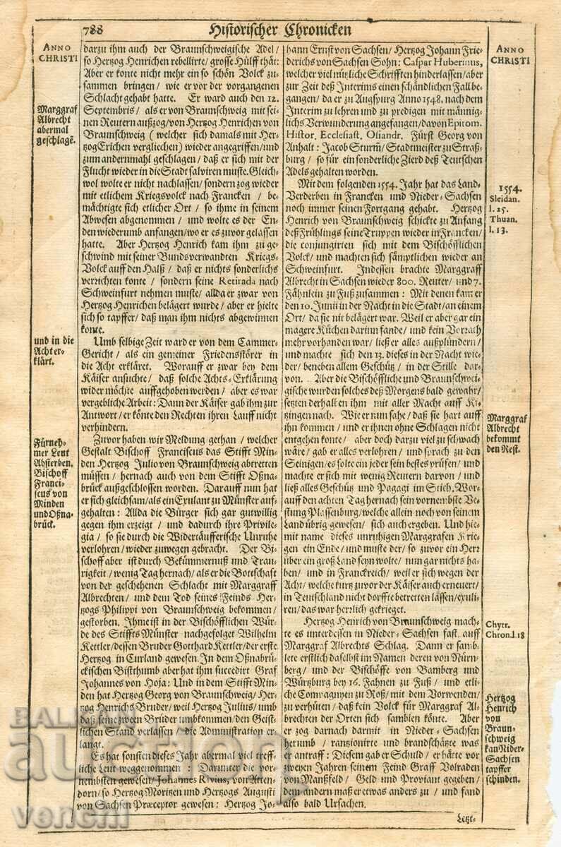 Auction 1630 - ENGRAVING - HISTORICAL CHRONICLE - ORIGINAL Auction 1630 - ENGRAVING - HISTORICAL CHRONICLE - ORIGINAL