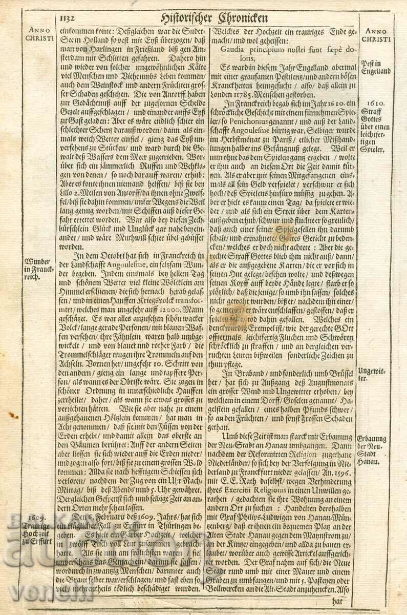 Licitație 1630 - GRAVURA - CRONICA ISTORICA - ORIGINAL